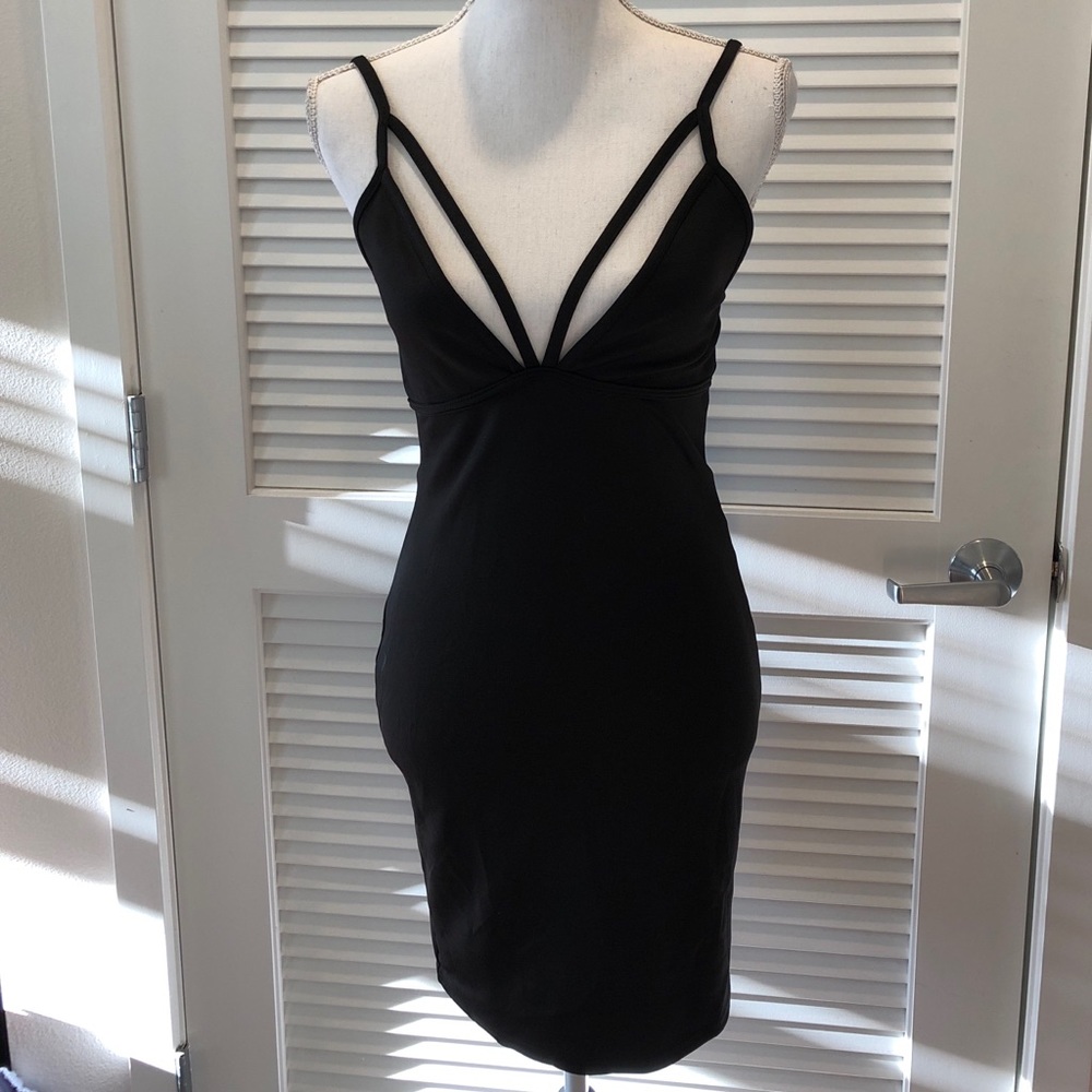 Black midi strap dress